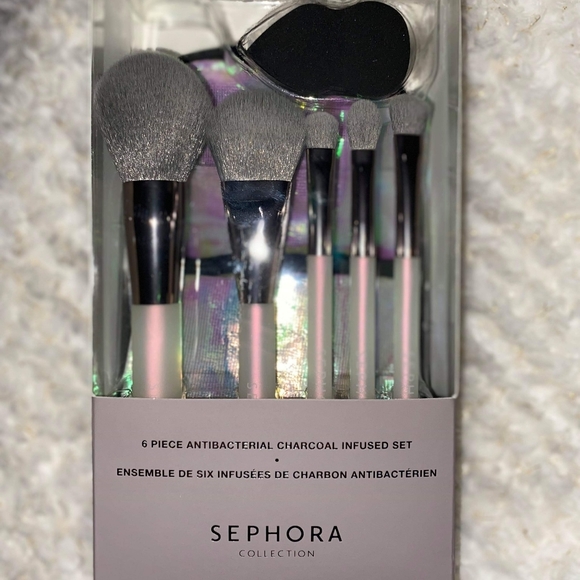 Sephora Makeup 6 Piece Antibacterial Charcoal Infused Brush Set